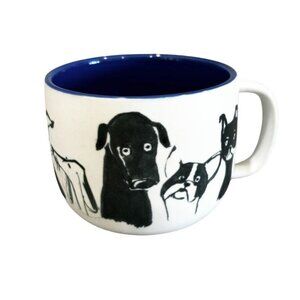 ANTHROPOLOGIE Mug My Kind of DOG PERSON MUG Cream Stoneware w/ Blue COFFEE CUP